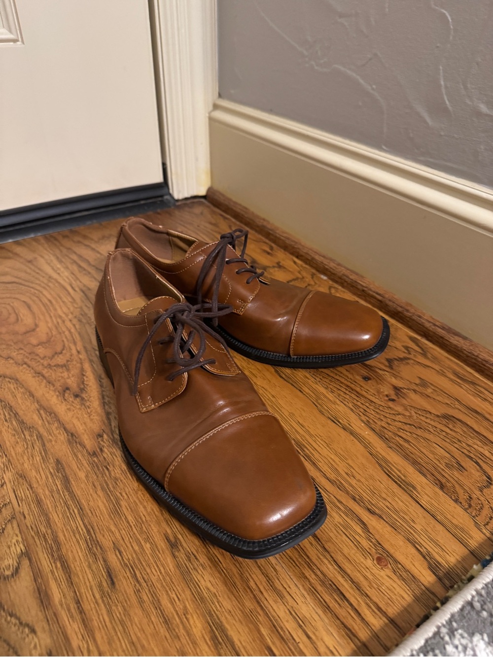 Alfani Men's Tan Leather Cap-Toe Derby Oxfords